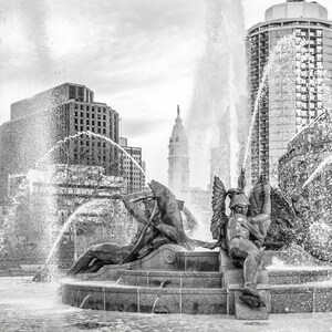 Logan Circle Fountain Philadelphia Black and White On Print or Canvas Philly Art image 2