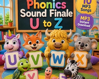 Phonics Songs U to Z for Kids Ages 3-6 | Preschool Letter Sound Practice | 10 MP3 Download