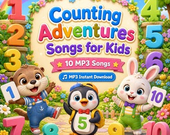 Counting Songs for Kids Ages 3-6 | Numbers 1 to 10 Preschool Learning Music | Classroom, Daycare & Homeschool MP3 Digital Download