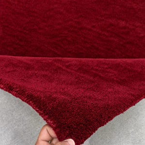 Solid Red Area Rug Modern Minimalist Hand Tufted Wool Wine Crimson Ruby Thick Soft Plush Plain Bedroom Living Room Rectangle 8x10 Custom
