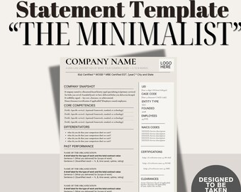 Minimalist Capability Statement Template | Canva Business Profile (Digital Download)