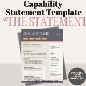 Capability Statement Template | Editable Canva | Government Consulting | 8a Certified Small Business | Professional Design