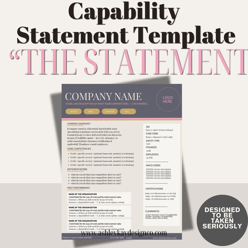 Government Capability Statement Template | Editable Canva Business One ...