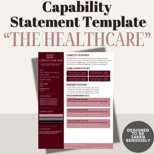 Modèle de déclaration de capacité en soins de santé | Une feuille modifiable Canva Medical Vendor | Profil d'entreprise d'un entrepreneur du gouvernement
