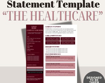 Healthcare Capability Statement Template | Editable Canva Medical Vendor One Sheet | Government Contractor Business Profile