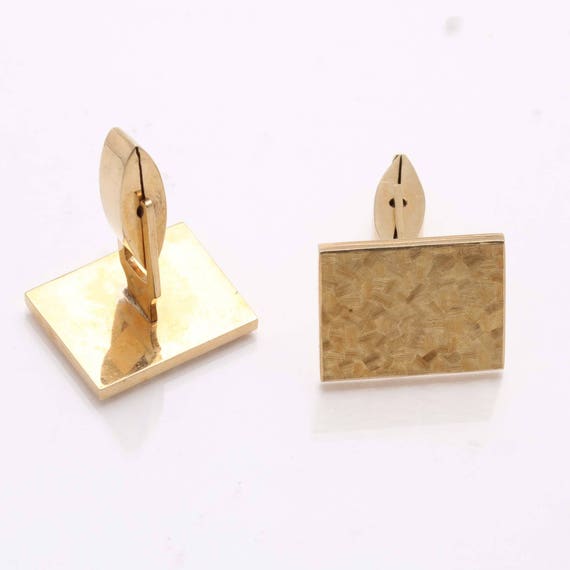 Vintage 14k yellow gold Rectangle Cufflinks Matte… - image 3