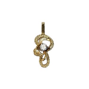 Vintage 14k yellow gold Diamond Modernist Pendant 0.18 carat