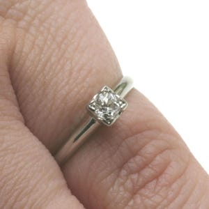 Vintage 14k Weißgold Diamant Bergleute Schliff Solitär 0,28 Karat Nachlass Verlobungsring Bild 5