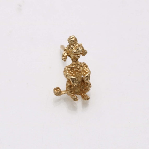 Vintage 14k dog poodle lapel pin yellow gold Esta… - image 1