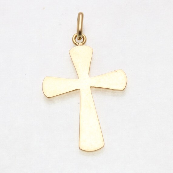 Vintage 14k yellow gold Smooth Cross Pendant Doub… - image 3
