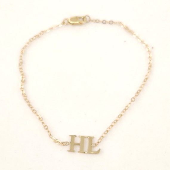 Vintage 14k yellow gold "H L" initial bracelet - image 3