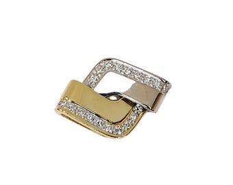 ヴィンテージ 14k ダイヤモンド スライド ペンダント イエロー ホワイト ゴールド 1/3 カラット エステート