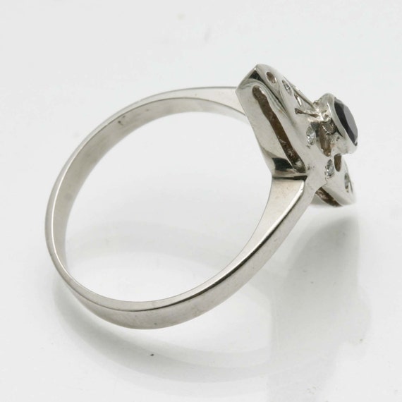 Victorian 14k white gold Diamond AMETHYST Ring Vi… - image 3