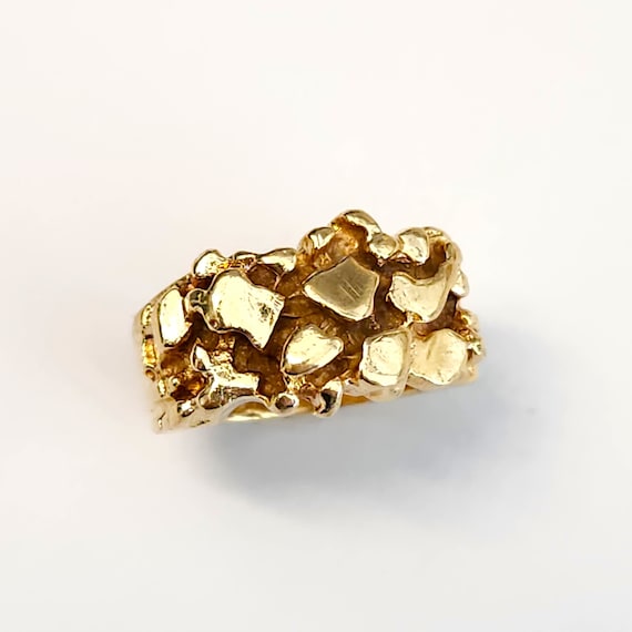 Vintage 14k yellow gold Nugget Men's Pinky Ring E… - image 1