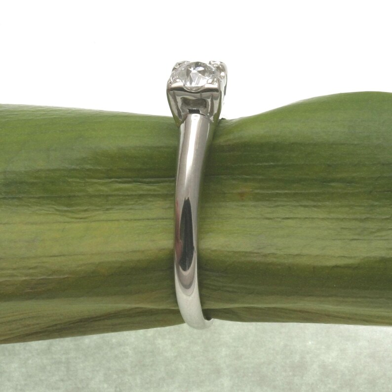 Vintage 14k Weißgold Diamant Bergleute Schliff Solitär 0,28 Karat Nachlass Verlobungsring Bild 3