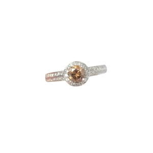 Handmade 14k white gold Chocolate Brown Diamond Ring Halo 1 carat Round Engagement