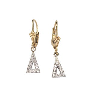 Vintage 14k Diamond Triangle Lever back dangle Earrings
