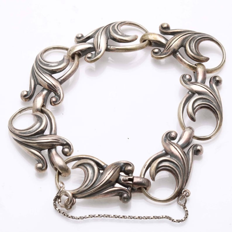 Vintage 925 Vine Bracelet Oxidized Sterling Silver Estate Wide Etsy