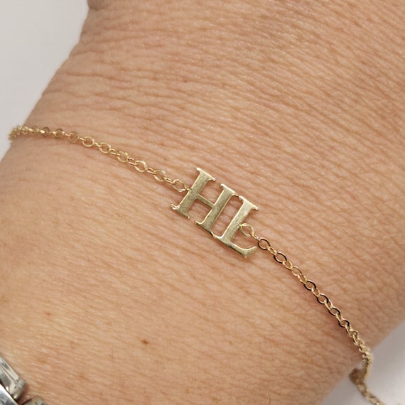 14K White Gold Letter H Bracelet