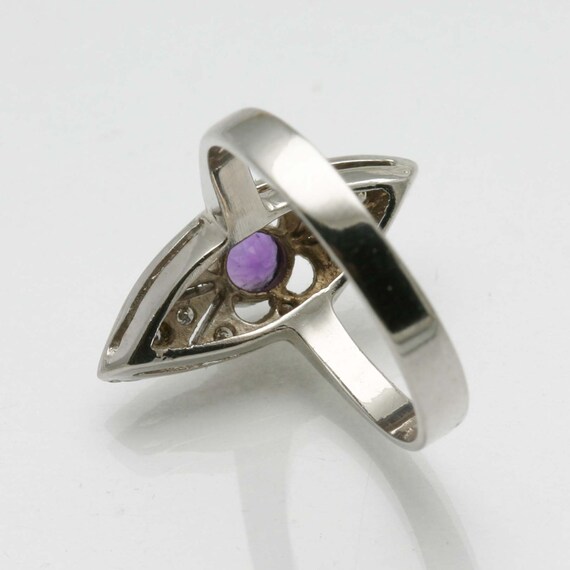 Victorian 14k white gold Diamond AMETHYST Ring Vi… - image 4