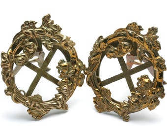 Vintage Art Nouveau Brass Picture Frame set (2) 1970s Flower Vines