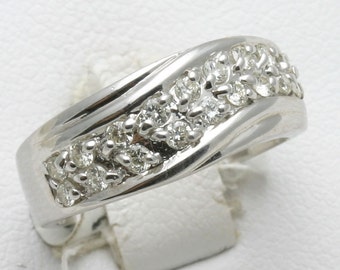 Handmade 14k white gold diamond Pave ring Band 1/2 carat Swirl