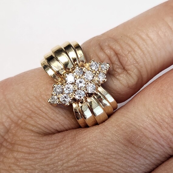 Vintage 14k Diamond Cluster Ring yellow gold 3/4 … - image 4