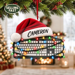 Personlig tangentbordsdekoration i akryl, julklapp för datorälskare, personligt namn för gamer, juldekoration för programmerare