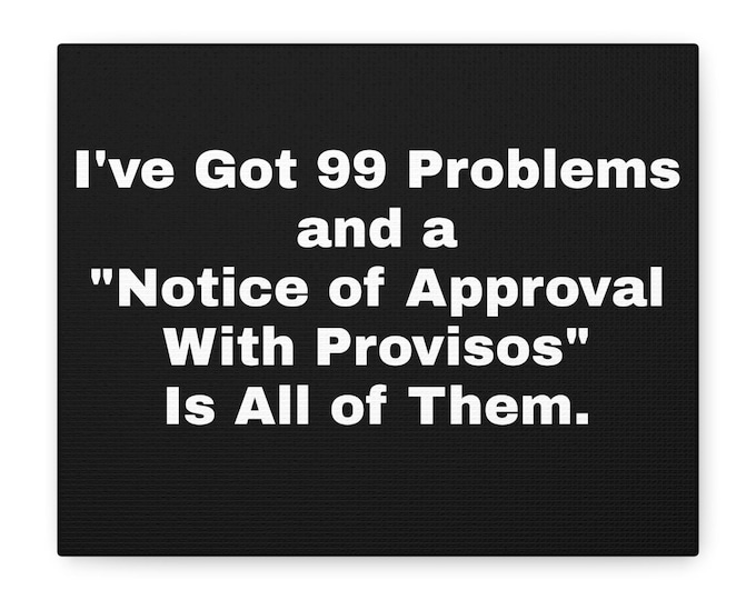 I've Got 99 Problems Notice of Approval Canvas | Matte Stretched Wall Art
