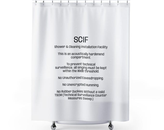 SCIF shower & cleaning installation facility Shower Curtain | Sci-Fi Lab Bathroom Decor