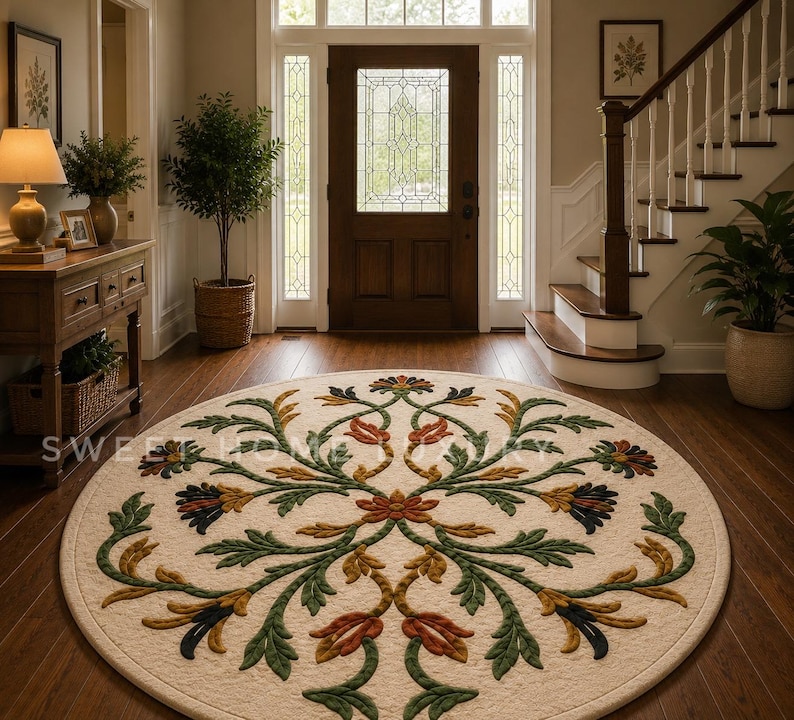 Round Rug Handmade Buy Round Hand Tufted Botanical Wool Rug, Floral Medallion Area Rug ...
