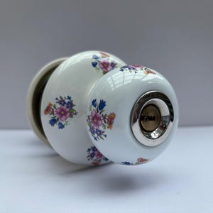 Floral Ceramic Door Knob US Standard Hole,  Cottagecore Flower Bedroom Privacy Passage Lockset