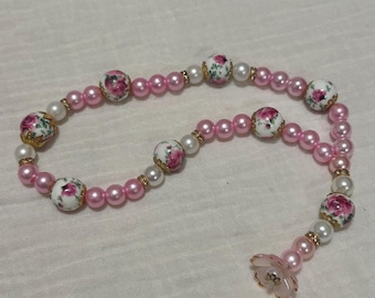 Handmade Pink Floral Sibha/Tasbeeh/Prayer Beads