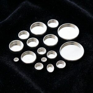 925 sterling silver, plain edge 5mm to 25mm round blank empty bezel cups, perfect for setting cabs stones or resin & ashes work, DIY crafts