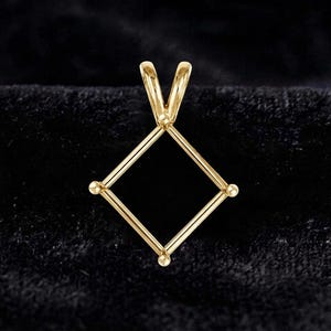 925 Sterling Silver diamond shape semi mount pendant settings Pr-notched 6mm to 20mm for faceted square stones