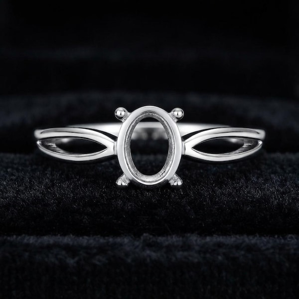 925 Sterling Silver Oval Ring Setting 7x5mm, DIY Gemstone Ring Mount, Handmade Semi Mount Ring, Oval Prong Setting, Custom Jewelry Making