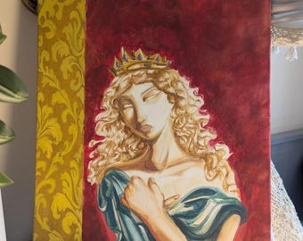 Renaissance Queen Original Acrylic Painting - Figurative Art "The Resting Crown"