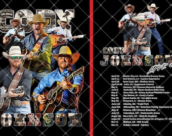 Cody Johnson Live Tour 2026 PNG-Datei transparenten Hintergrund (Digitaler Download)