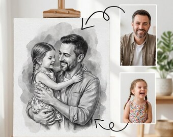 Retrato personalizado con fusión de fotos familiares, regalo conmemorativo para papá y mamá.