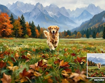 Retrato personalizado de mascota a partir de una foto, lienzo personalizado para perros listo para colgar.
