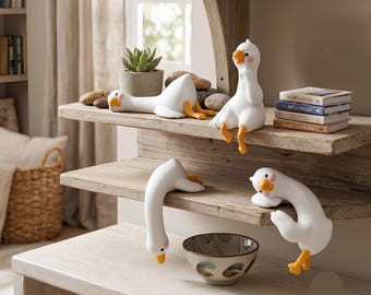 Figuras de patos de resina, acabado mate, decoración de escritorio, juego de 4