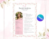 Sorority Resume Template With Photo | Rush Resume Packet | Cover Letter | Sorority Rush Resume | PNM Resume | Greek Life Resume | Canva