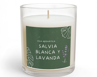Salvia Blanca y Lavanda Candle | 11oz Glass Aromatic Soy Wax