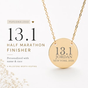 Half Marathon Necklace | Personalized 13.1 Gift | Runner Necklace | Live Preview Before You Buy