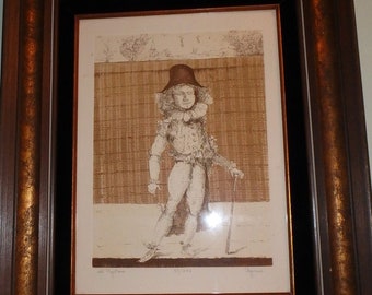 Mid Century Etching "Il Capitano" By Vincent Capraro