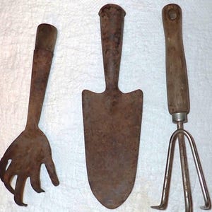 Three Rustic Garden Tools