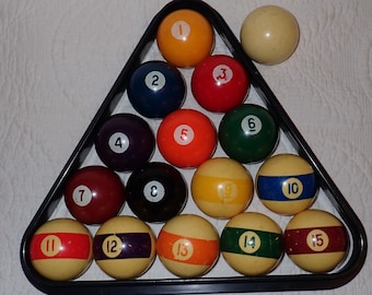 Vintage Billiard Balls and Rack