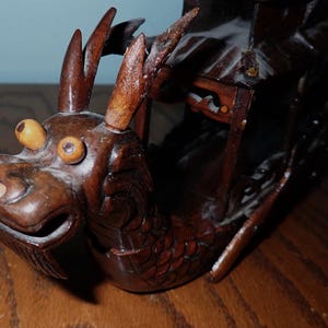Carved Wooden Chinese Dragon Boat