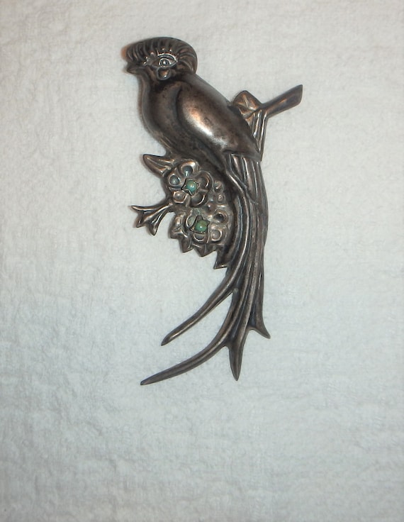 Mexican Silver Bird Brooch Very Large