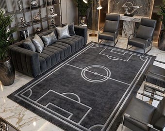 Football Pitch Rug, Soccer Field Rug, Handmade Tufted Area Rug, Kids Room Rug, Sports Decor, Football Lover Gift